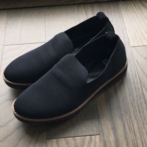 Black canvas rubber sole shoes